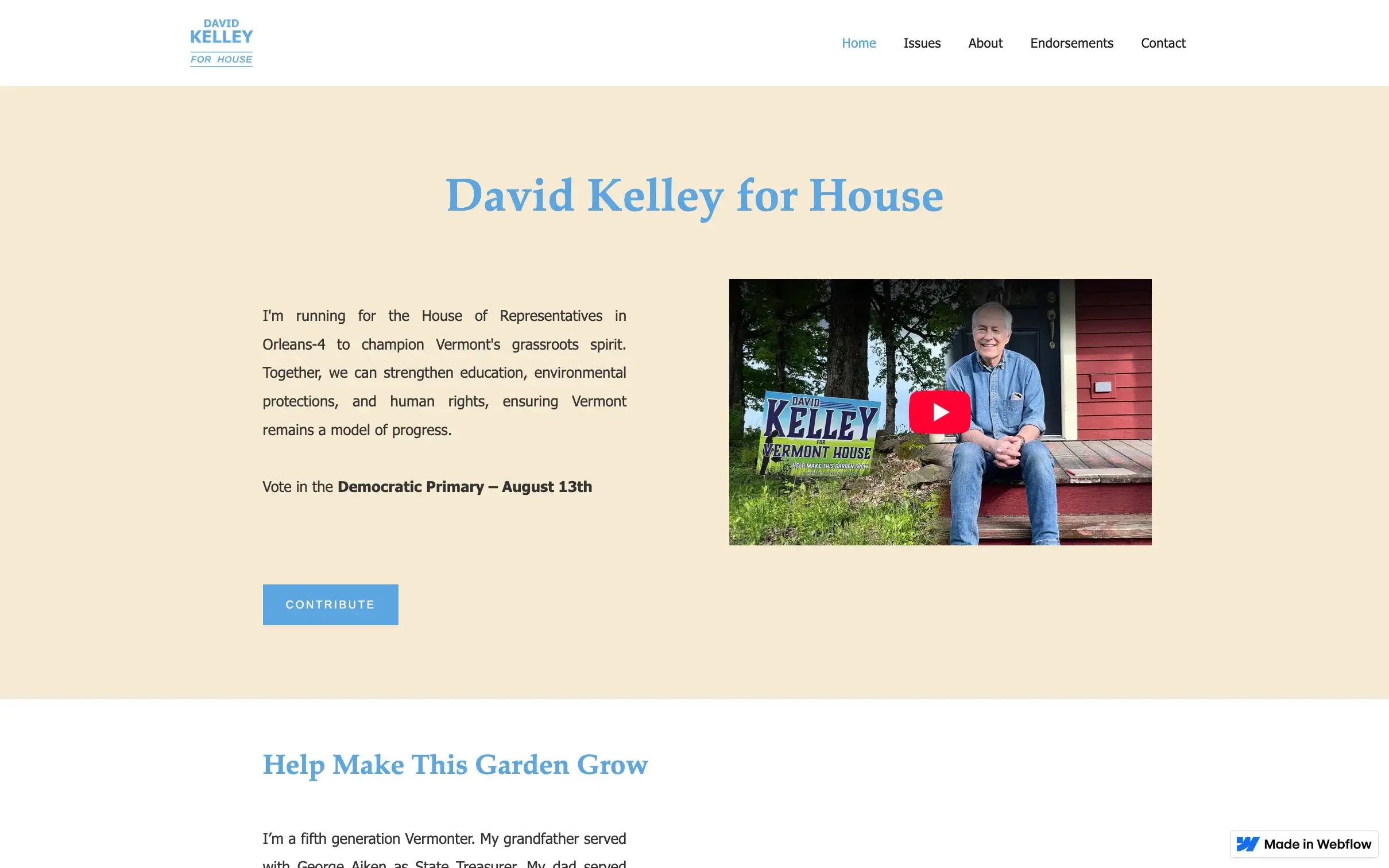 David Kelley for Vermont House